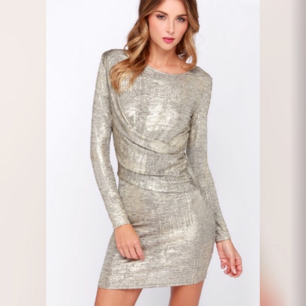 Olive & Oak Young Money Gold Dress, Medium